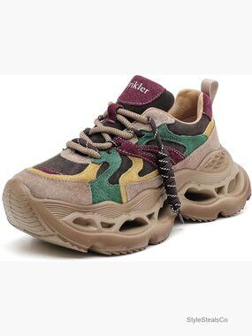 Chunky Platform Sneakers Lace Up Comfortable Fashion Walking Shoes